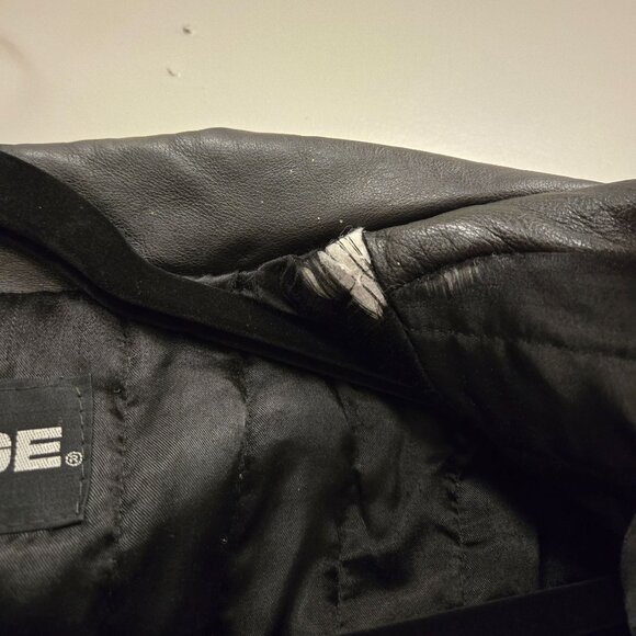 Vintage Men's XL Black Grunge Leather Distressed Bomber Jacket Motorcycle Biker - Picture 6 of 16